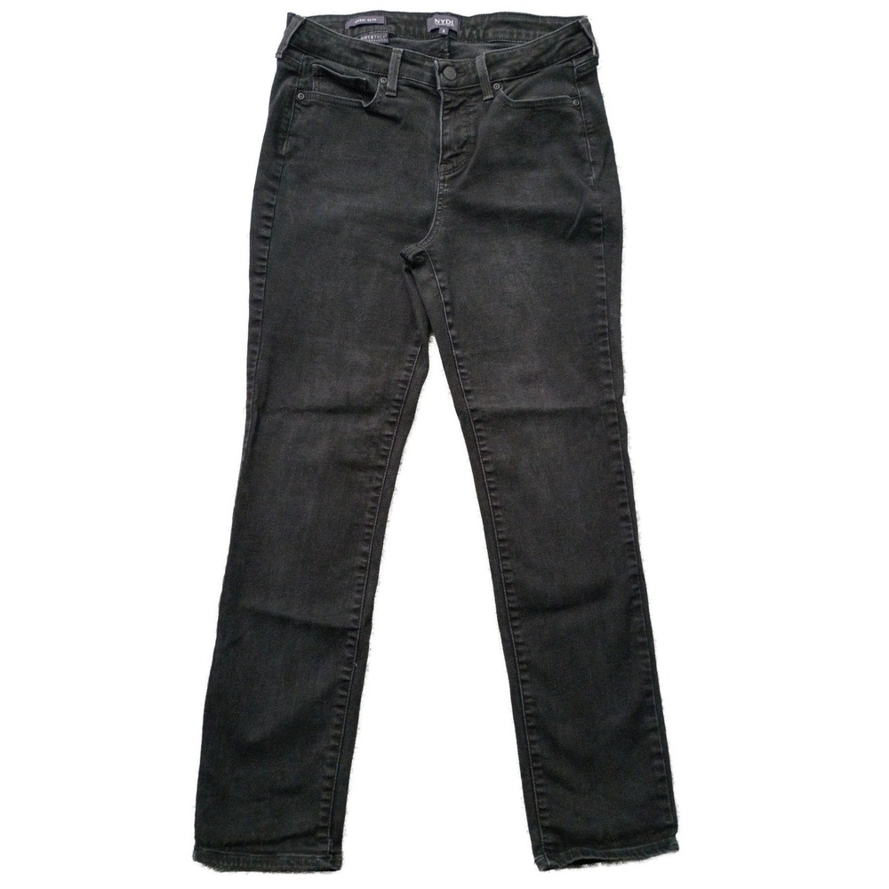 NYDJ Women's 8 Sheri Slim Stretch Dark Wash Black Denim Jeans Everyday Casual